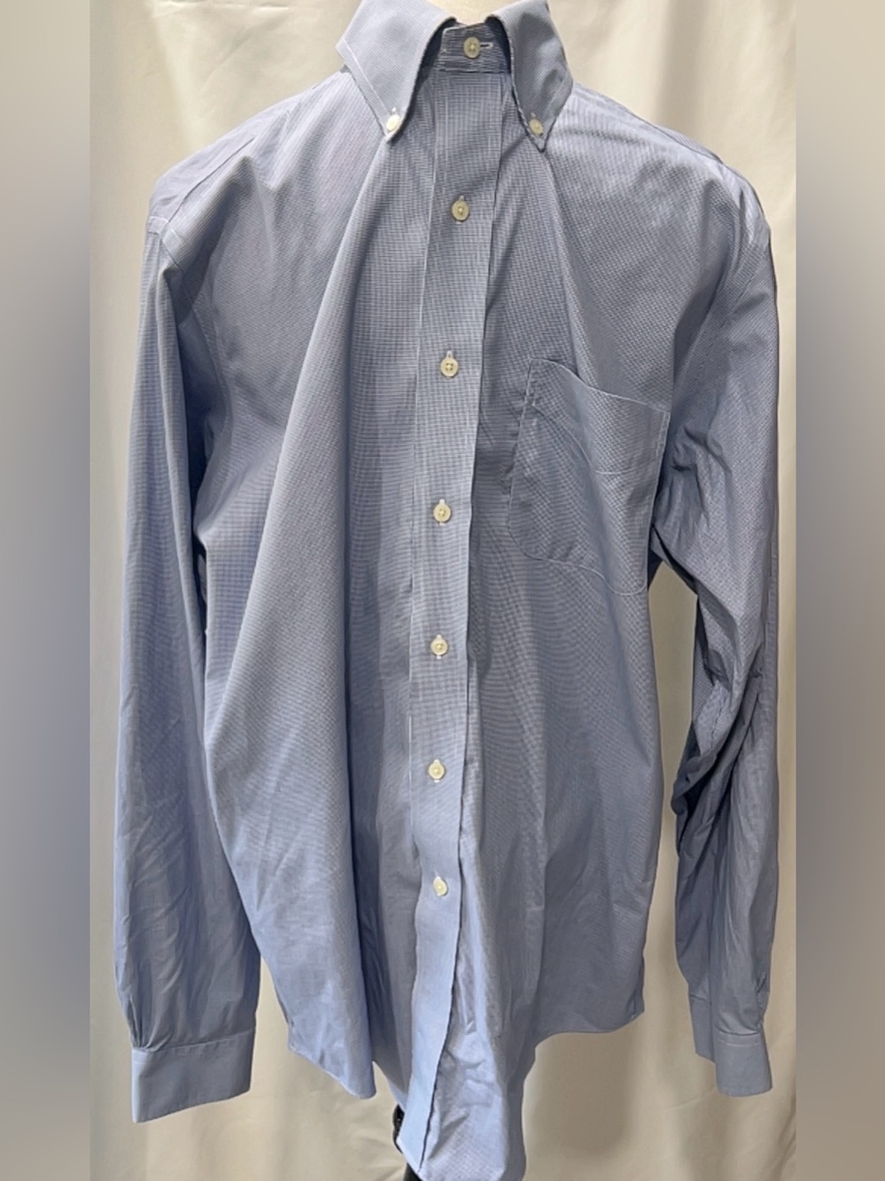 Brooks Brothers Men's Dress Shirt 15.5 32 33 Blue Micro Check Non-Iron
